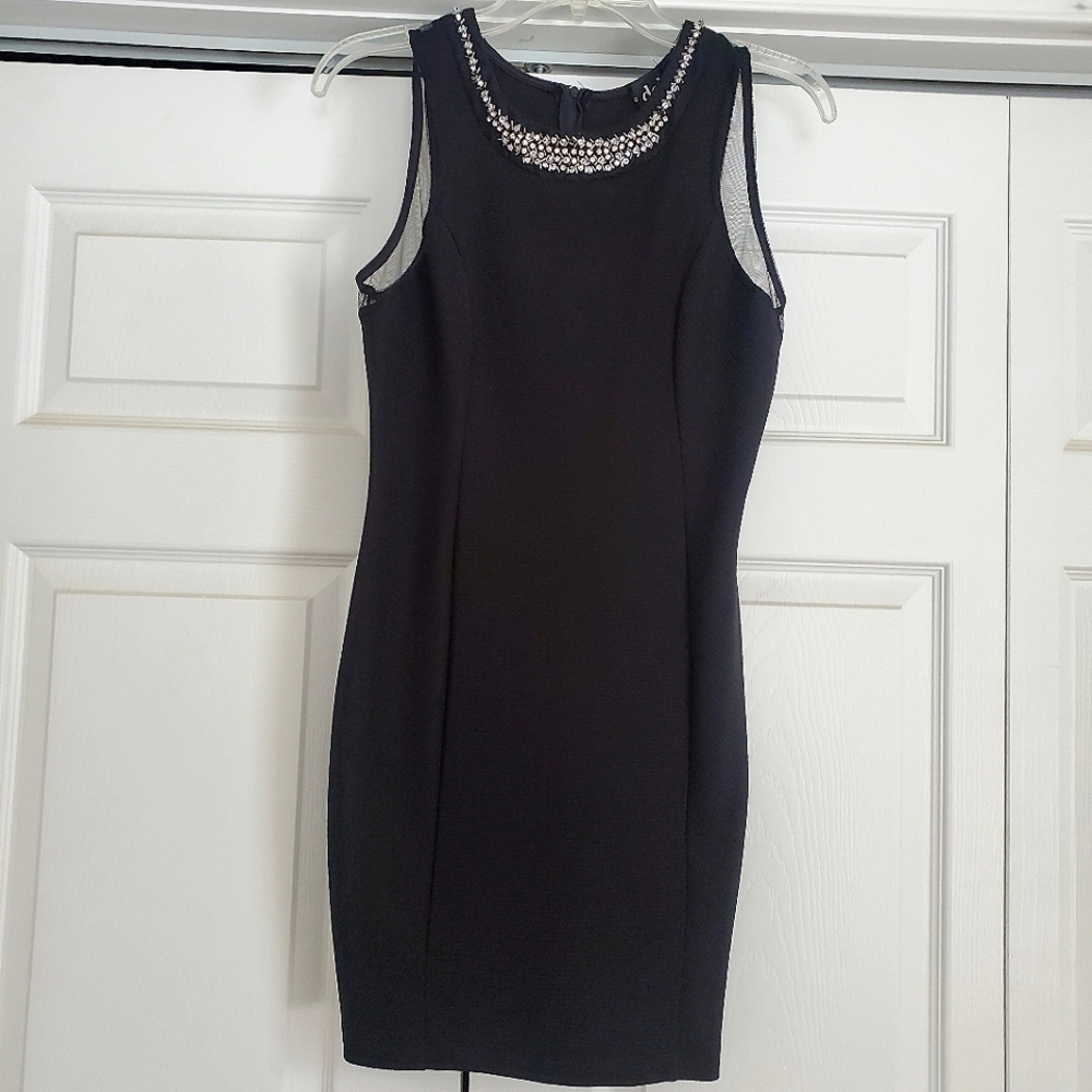 Black Dress with Silver Beaded Collar, Women's US Size 2/4